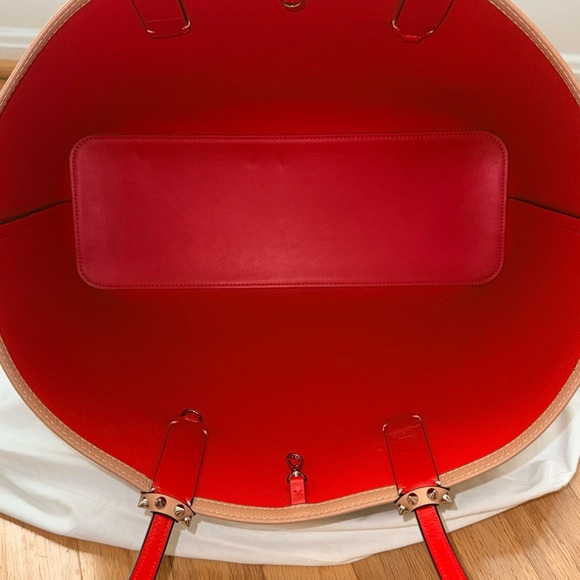 Christian Louboutin Tan and Red Studded Tote w/o wristlet - Picture 5 of 16